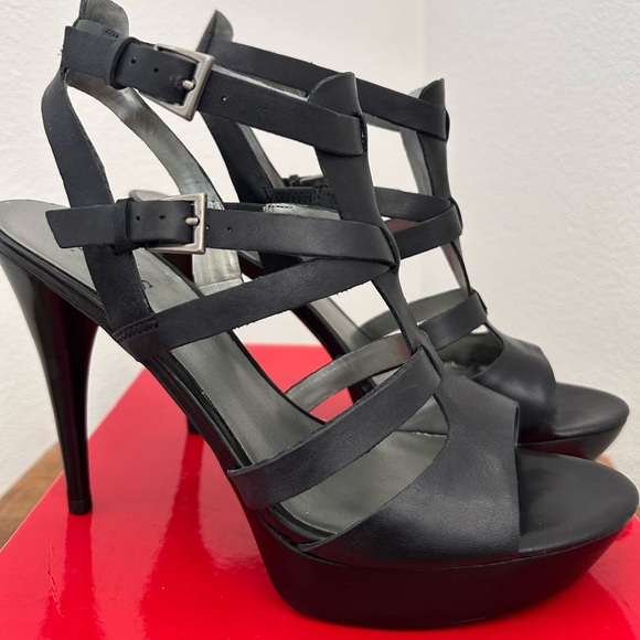 GUESS strap heels black leather - Picture 2 of 7